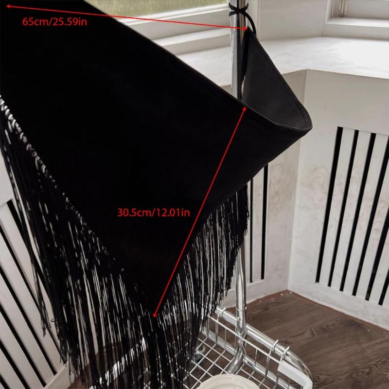 Hip Scarf Waistband Fringe Tie Belt Waist Cincher For Women Fashionable Outfits Skirt Wrap Clothing Black