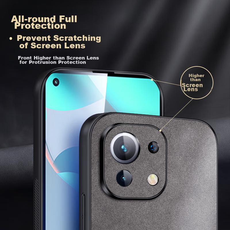 Xiaomi 11 Youth Edition Phone Case, 11 Lite Shockproof Camera Full Protection Soft, Simple Silicone Outer Case, WoAnd Leather Case, Black