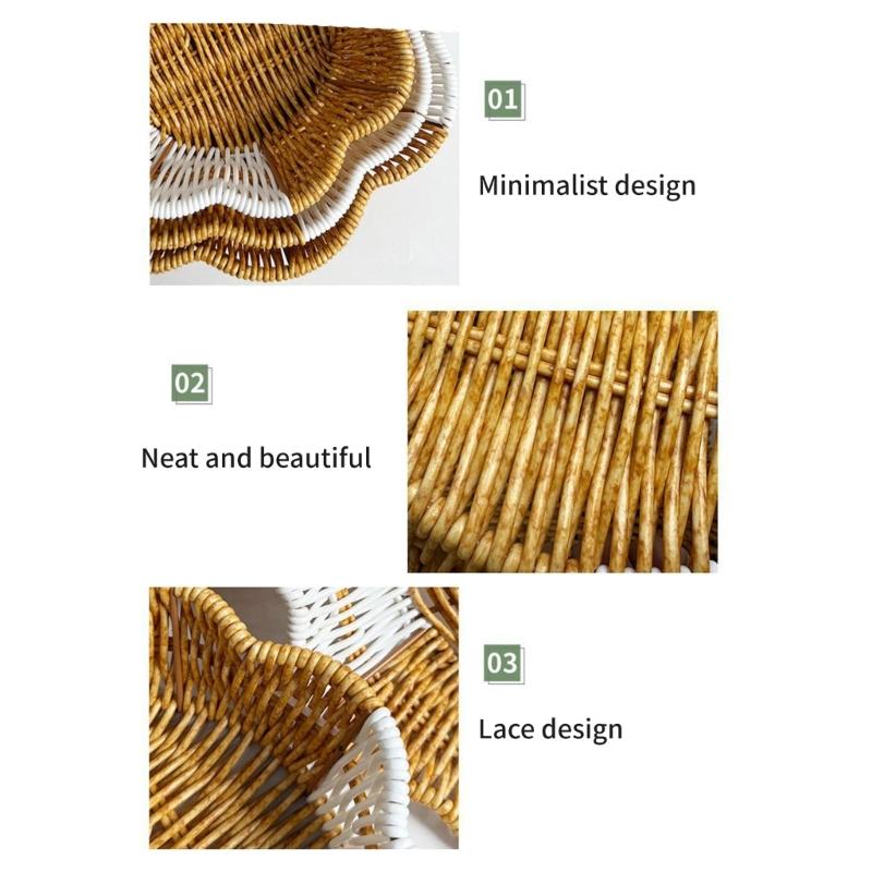 Elegant Double Tone Wicker Style Fruit Tray For Dessert And Snacks Durable PP Materials Holders With Multiple Compartments