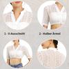Women Lace Short Shirt Stand Collar Button Front Vintage Style Tops See-through Lace Oktoberfest