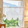 French Style Ruffled Lace Short Curtains Luxurious Embroidered Chiffon Fabric Curtains No Drilling Required Suitable for Home Doors Windows, and Cafes