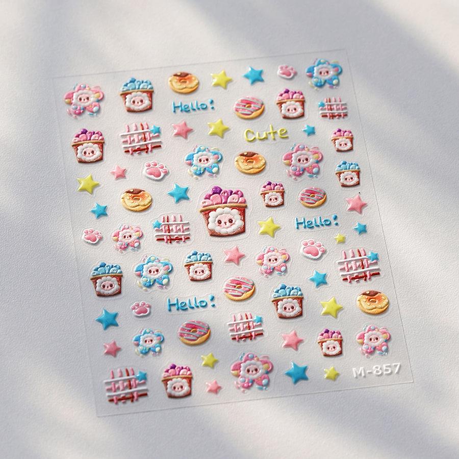 

Милые матовые мультяшные наклейки для ногтей M-857 с клеевой основой типа «желе»
