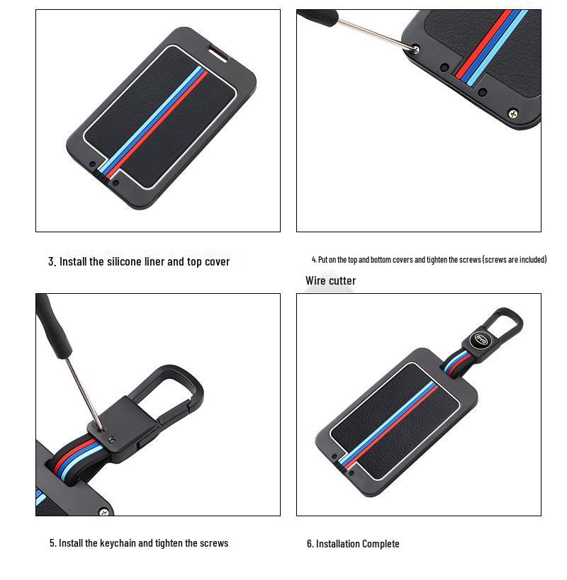 BYD Autoschlüsselhülle für Song Pro, Han DM und Qin - Hochwertige Metallschnalle mit Kohlefaser-Muster