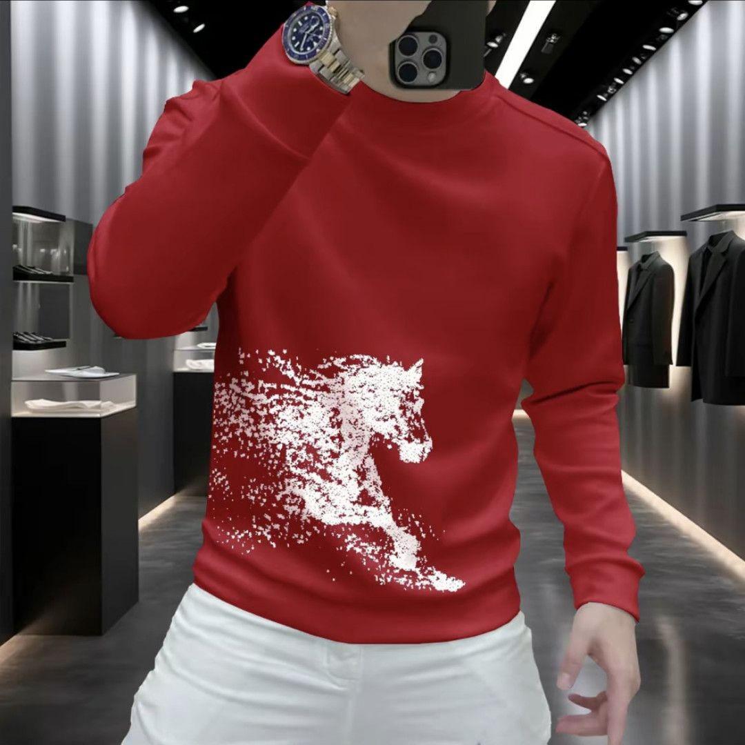 Men s 2026 Year of the Horse Red Hoodie - Festive Zodiac Slim Fit T-Shirt 3XL