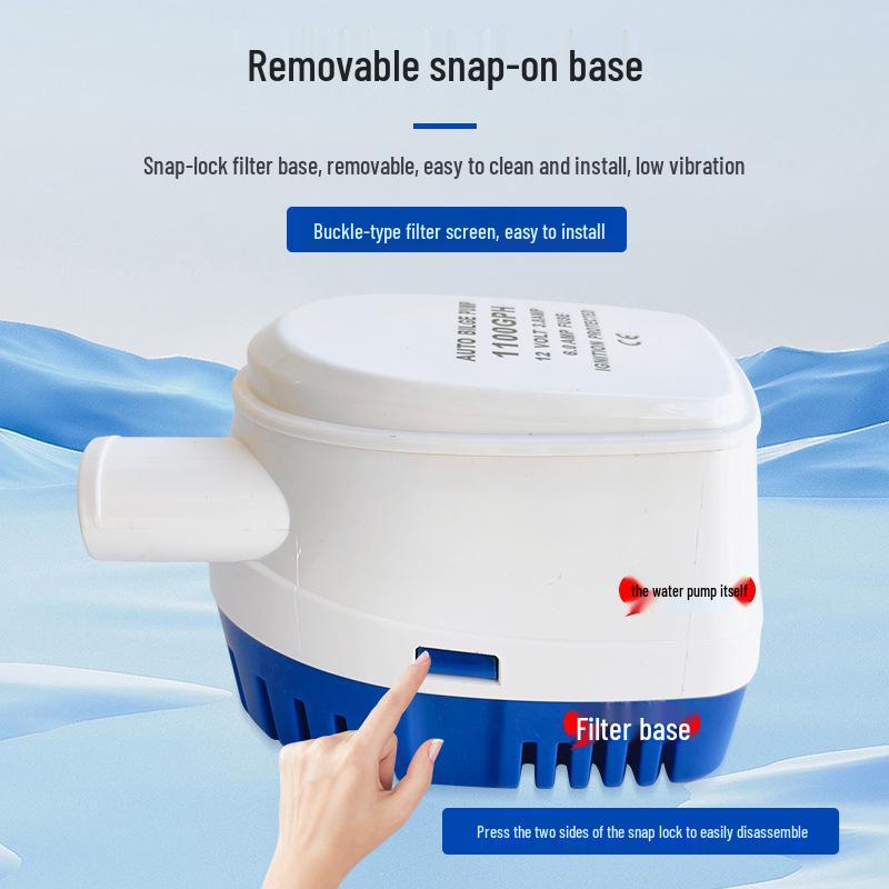 12V Automatic Marine Bilge Pump for Low Water Levels - Small DC Submersible Pump for Yachts and RVs