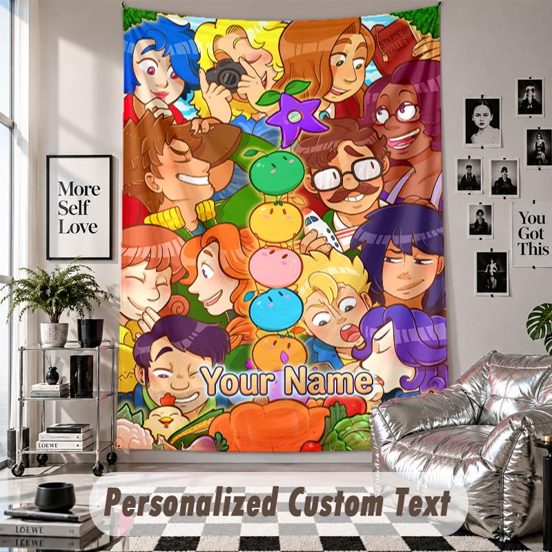 Custom Tapestry Wall Hanging, Stardew Valley Personalized Name Text Home Wall Decor