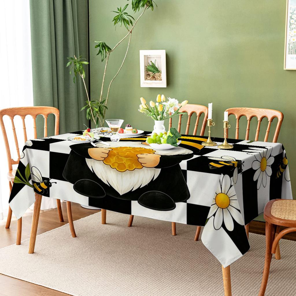 Cute Cat & Letter Print Polyester Tablecloth - Decorative Table Cover for Dining Table, Stylish Home & Party Table Decoration