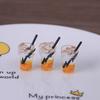 Miniature DIY Dollhouse Iced Tea Lemon Straw Keychain Ornament