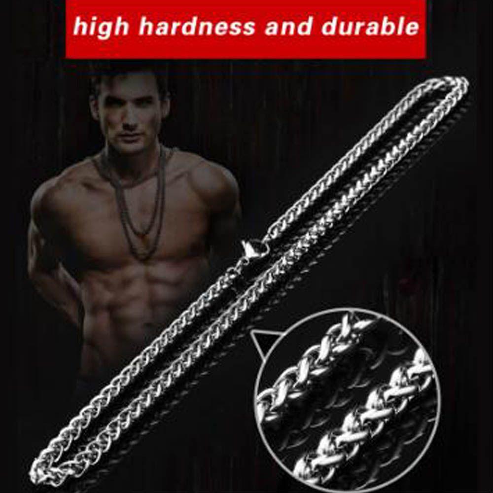 Gothic Silver Color Choker Heavy Link Metal Collar Stainless Steel Necklace Braided Wheat Chain
