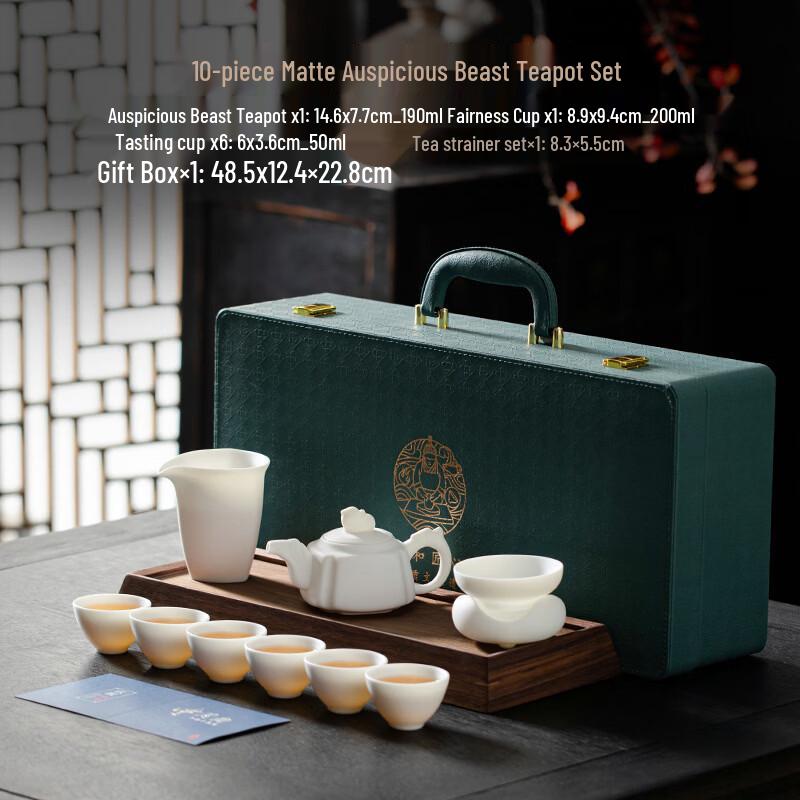 Shangqi White Ceramic Mutton Fat Jade Kung Fu Tea Set