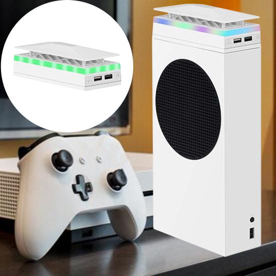 Game Console Cooling Base 3 Gear Adjustable Dual Fans High-Speed Silent Operation with 7 Modes of Atmosphere LED Light Fans for Xbox Series S