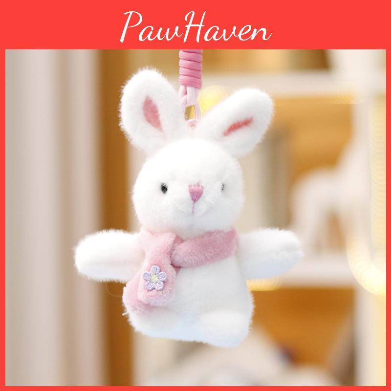 Plush Scarf Rabbit Doll Keychain Toy Animal Pendant Backpack Decoration Gift