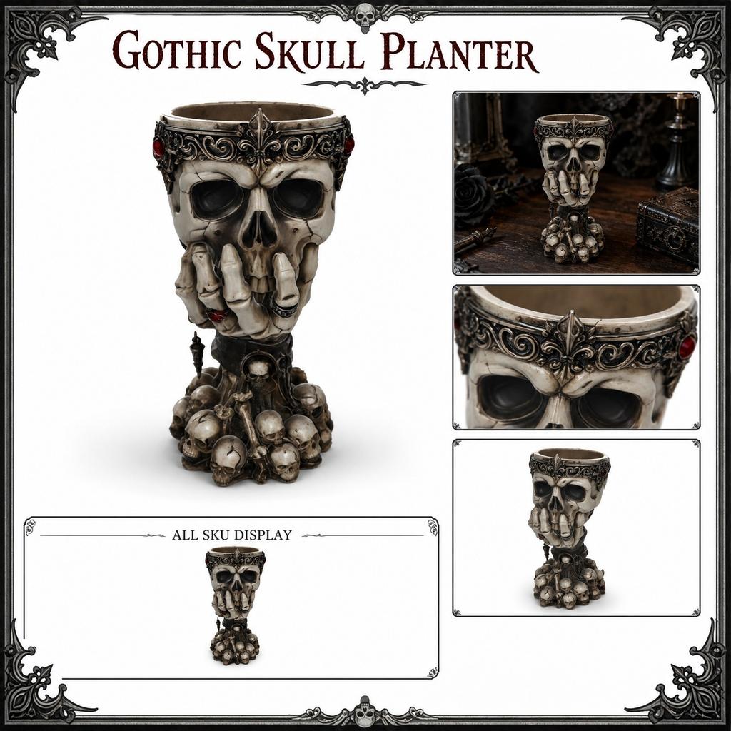 Gothic Resin Flower Planter Decorative Vase for Home Living Room Shelf Decor