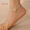 Women Anklet Double-layered Shiny Rhinestone Adjustable Length Butterfly Ankle Decoration Jewelry Party Beach Daily Ankle Chain Anniversary Birthday