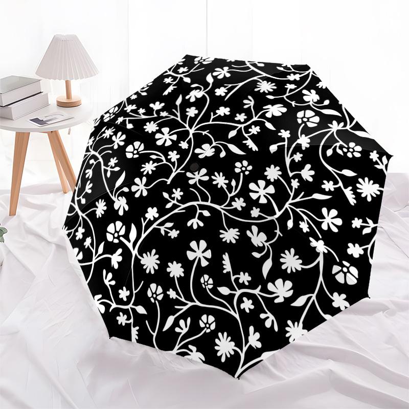 1pc Floral Mandala Pattern Umbrella with Plastic Handle,Compact & Stylish,Suitable for All Seasons YS331072