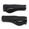 Leather Bike Handle Grips Bilateral Lock Shock Absorption Black for Mountain Road Bike Accessories