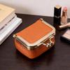 PU-Leder Kiss Lock Münzbörse Unifarbene Multifunktionale Mini Kleine Gegenstandstasche Schmucktasche Quadratisch Schlüssel Lippenstifte Ohrringe