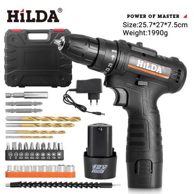 12V Cordless Dual-Speed Electric Drill & Screwdriver with Rechargeable Lithium Battery