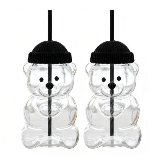 Bjørn Drikkekopp Søt Kaffekopp 20oz Morsomme Glasskopper for Kaffe Melk Te Juice Varmebestandig Glass for Selskaper Hjemmekontor