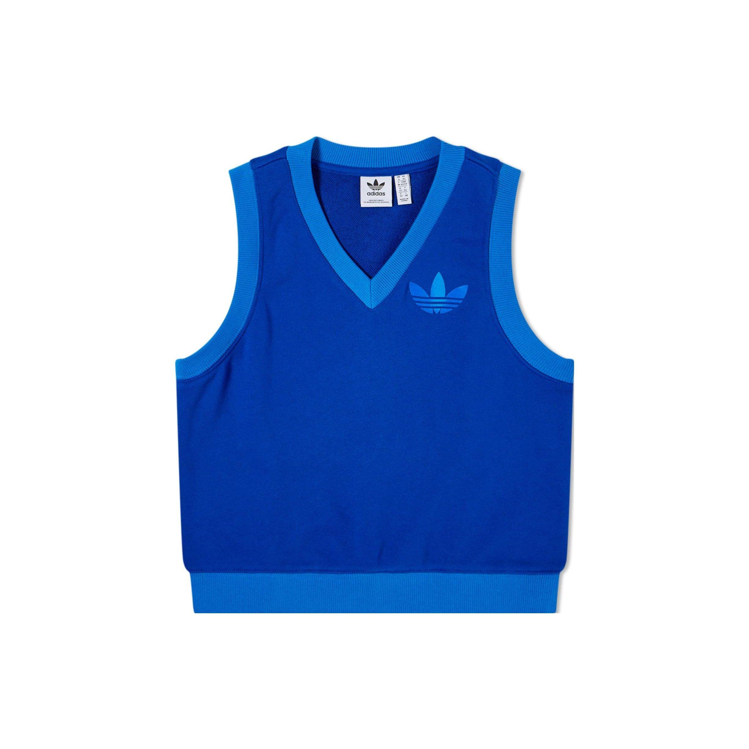 Adidas Originals Trefoil Logo Sleeveless V-Neck Vest Women vests Blue IB2059 S-M