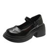 Fashion Black Platform Mary Jane Shoes 2025 New Women's Loafers Women Thick High Heels Lolita Shoe for Women Round Toe Belt Buckle Pumps