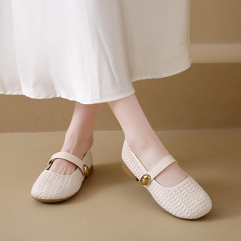 Fashion Word with Breathable Mary Jane Shoes Women's Summer New Versatile Flat Bottom Shallow Mouth Single Shoes
