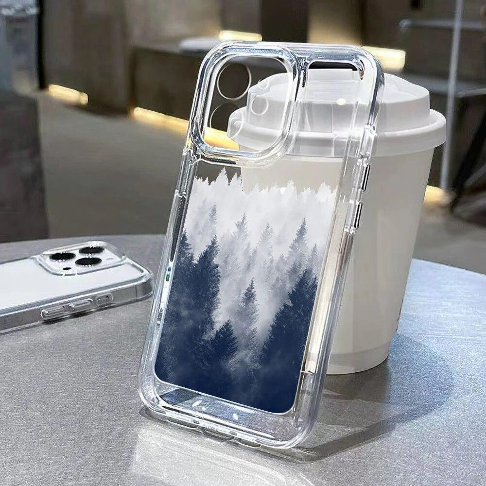 Mountain Forest Cloud Clear Phone Case For iPhone 13 Pro Max Case For iPhone 11 14 Pro Max XS 12 Pro Max X XR 7 8 SE2 SE 3 Cover