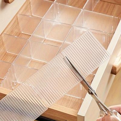 32.5*7cm 4pcs Modern Waterproof Transparent Storage Adjustable and Connectable Drawer Partition Plate,suitable for Bedroom Office Kitchen Storage.