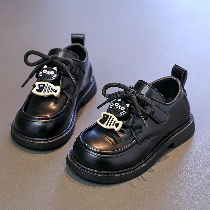 New Spring and Autumn style girls' small leather shoes, cute cartoon British-style small leather shoes for girls
