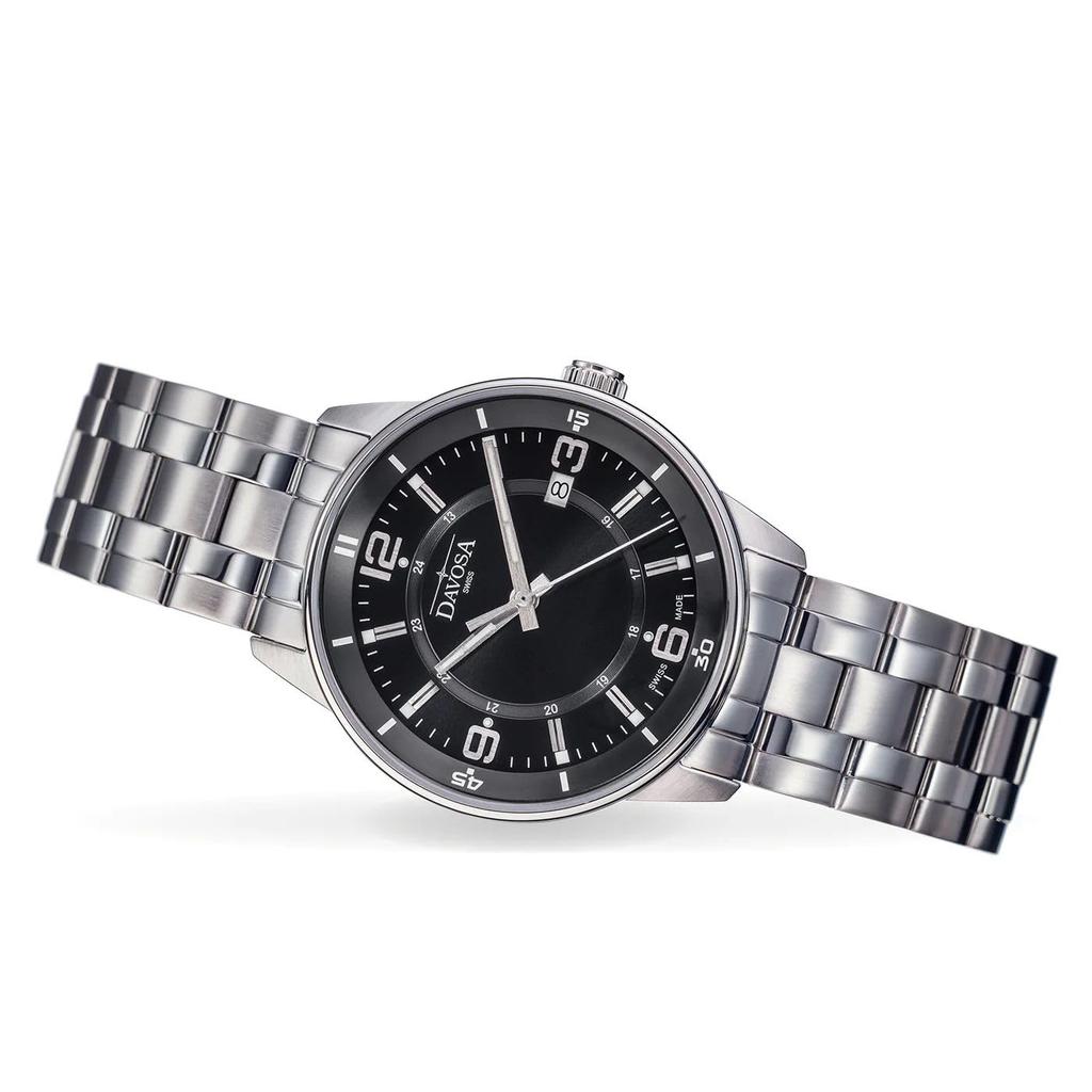 Reloj Davosa Date Plata Hecho en Suiza, 168.583.55, para Hombre,