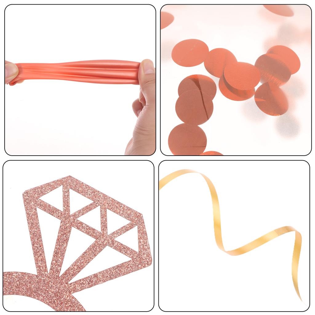 16Pcs Rose Gold  Bride To Be Diamond Banner Decorations Hen Party Supplies Decor