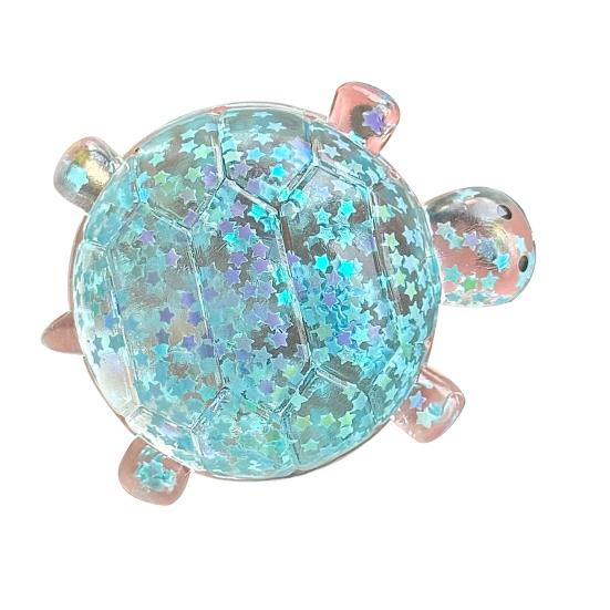1/4Pcs Clear Turtle Squeeze Toy with Star Sequins Stress Relief Glitter Sea Tortoise Stress Ball Sensory Toy Soft Decompression Fidget Toy