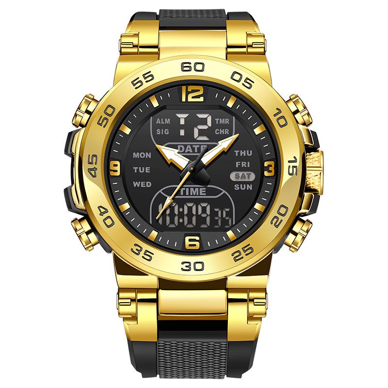 FOXBOX Top Luxury Watches For Man Alarm Stopwatch LED Digital Backlight Dual Time Display Waterproof Watches Men Montre Homme