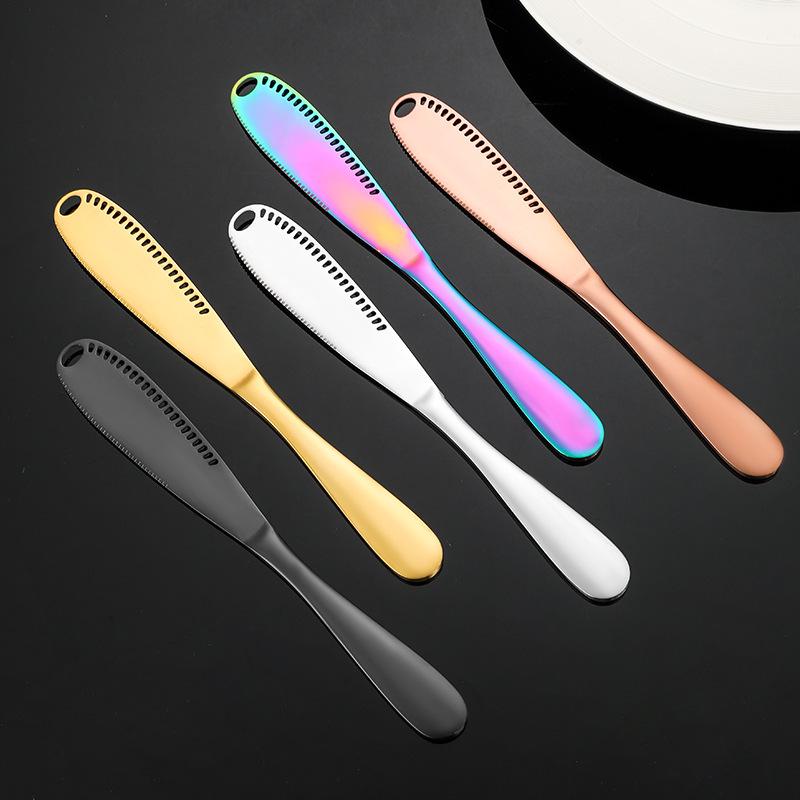 Stainless Steel Serrated Butter Knife with Holes for Spreading Cream Cheese and Jam