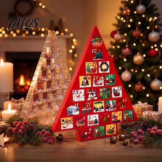 Holiday Surprising Box Christmas Tree Advent Calendar Box, DIY Shaped Paper Hole Punch Children Present Container Gift Fillable Countdown for