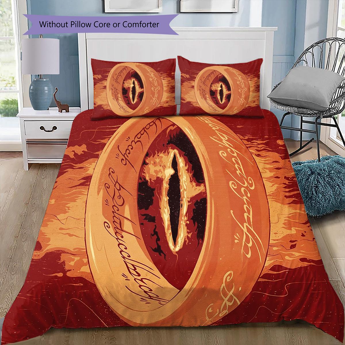 Lord of the Rings Symbols Bedding Set, 1 Duvet Cover & 2 Pillowcases, Fantasy Home Decor, Great Gift for Fans 135x200cm