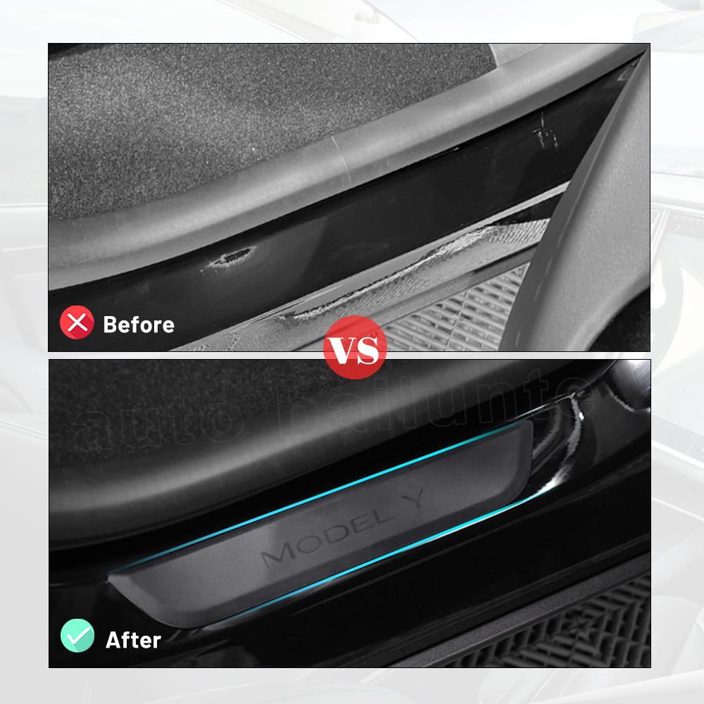 For Tesla Model Y  - 2023 Auto Accessories Exterior Stickers Rear Door Sill Protector Threshold