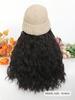 Synthetic Knitted Hat Wig For Women Long Wavy 16inch Black-brown Hair Warm Soft Knitted Autumn Winter Cap Heat Resistant Wig