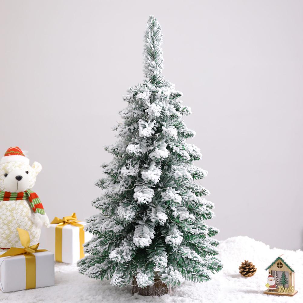 Desktop Christmas Tree Artificial Snow Frost Pine Tree Christmas Ornaments Tree Xmas Flocking Tree Xmas Holiday Table Decoration