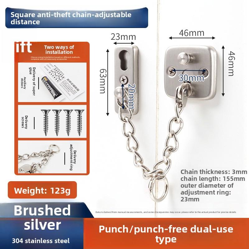 Anti Theft Chain Stainless Steel Door Bolt Entrance Door Lock Buckle Hotel Security Chain Lock Anti Thief Latch