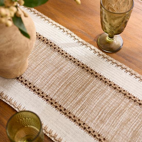 Bohemian Table Runner Striped Table Runner with Tassels Rustic Fringed Table Runner for Home Farmhouse Dining Table Decor