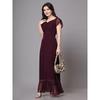 Women Maxi Wine Long Short Sleeves Dress Party Wear Top Georgette Kurta Dress VF-1872c
