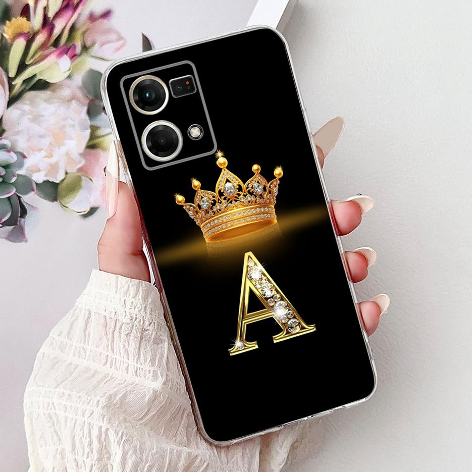 For Oppo F21 Pro 4G Case Reno7 4G CPH2363 New Crown Letters Cover Soft Silicone Phone Case For Oppo Reno8 Reno 7 F21Pro 4G Shell