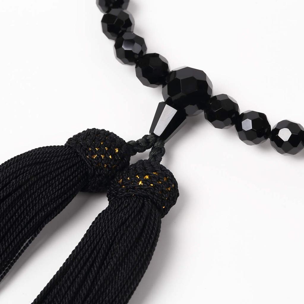 Nenjudo in Japan Prayer Luxury Natural Stone Black Onyx Cut Handmade Prayer Beads Pure Silk Tassel Domestic Prayer Beads that Can Be Used by All Sects
