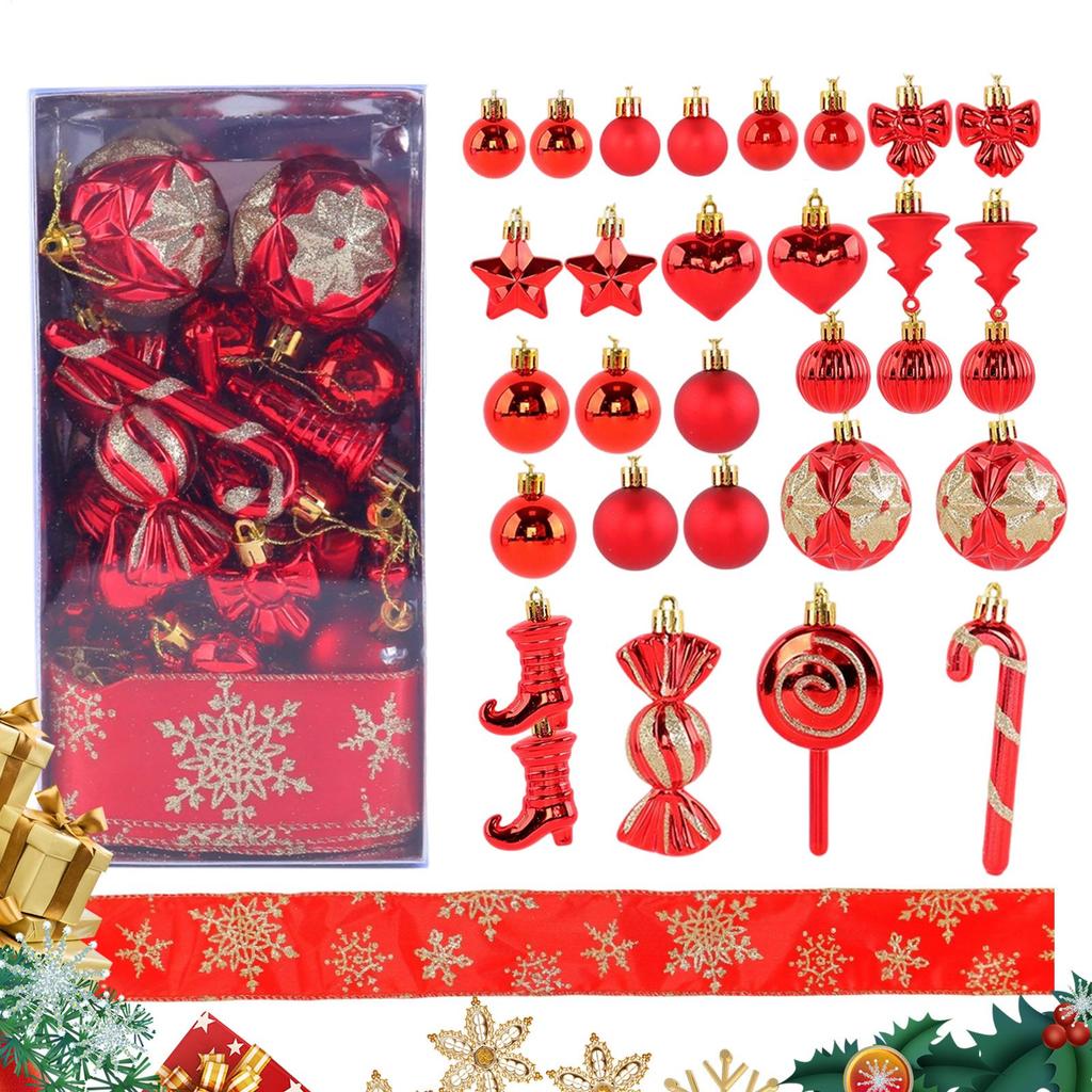 30 Pieces Painted Cane Candy Christmas Ball Decorations Shatterproof Christmas Tree Ornaments Small Christmas Ball Gift Box