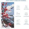 Artistic Winter Plum Blossom Beach Towel, Ink Floral Quick Dry Absorbent, Lightweight Sand Free Travel Pool Spa Essentials