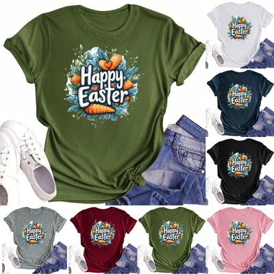 Women's Round Neck Casual Printed Short-sleeved T-shirt Top