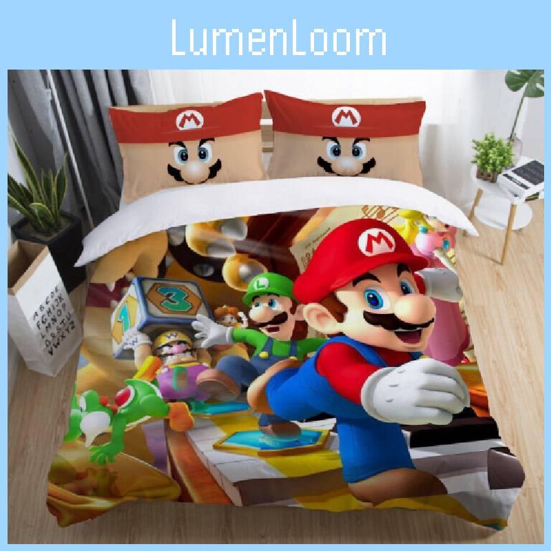 Super Mario Cartoon Single Panel Duvet Cover Set Bedding For Bedroom Decor