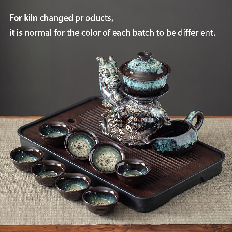 1 set, creative lazy tea set, semi-automatic dragon teapot, magnetic rotating water-conducting tea set, Chinese Kung Fu tea set