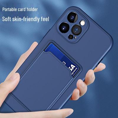 iPhone 17/16 Pro Max Card Holder Case, Apple 15 Pro Color Block Silicone Case for iPhone 13/12.